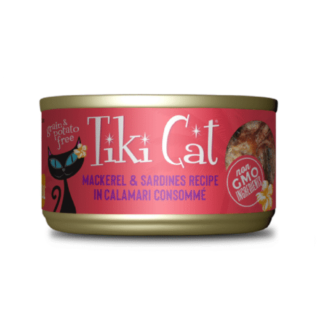 Alimento Húmedo Para Gato Tiki Cat Caballa y Sardinas Calamar